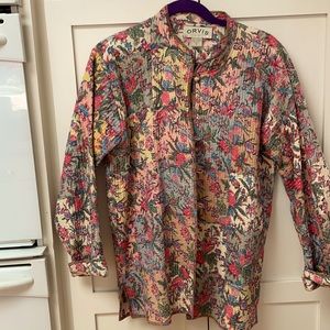 Orvis Floral Quilted Tunic Reversible Jacket Med